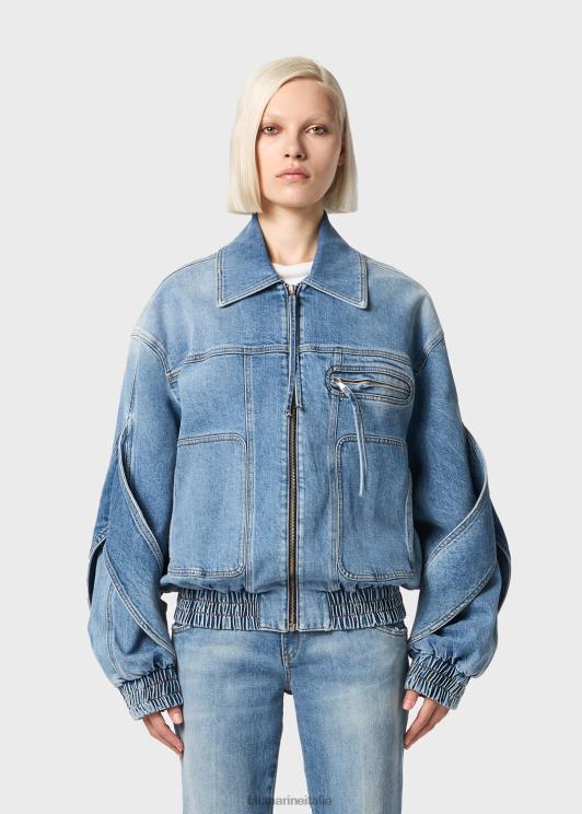 Blumarine donne Bomber in denim lavato con candeggina abbigliamento 0L44T185