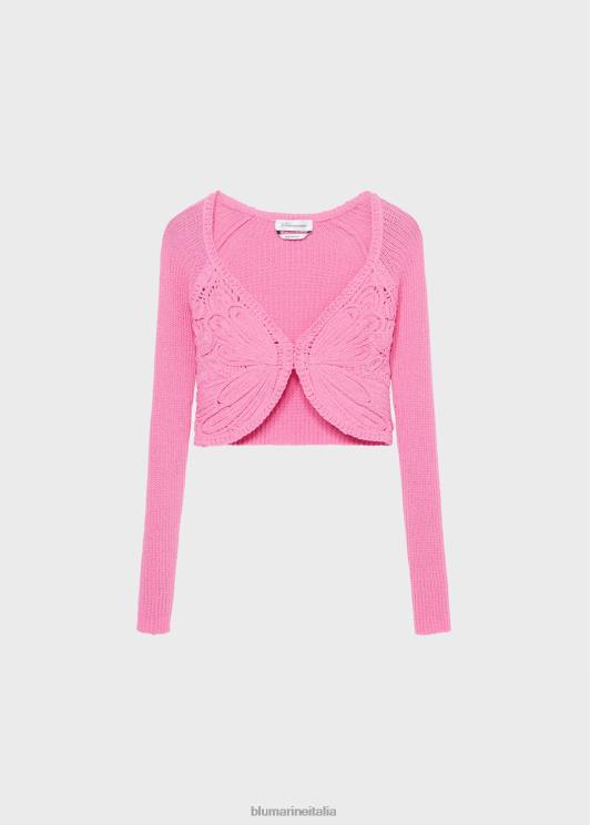 Blumarine donne cardigan cropped con ricamo farfalla abbigliamento 0L44T112