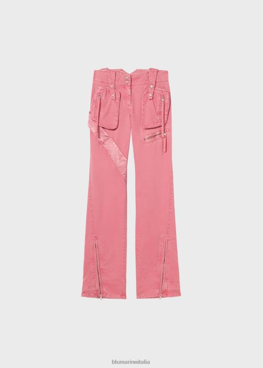 Blumarine donne pantaloni cargo con inserti in raso abbigliamento 0L44T156